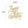 AROKIPPRY Gold Glitter Happy 16th Birthday Cake Topper - 16 Anniversary/Birthday - Hello 16, Cheers to 16 Years,16 & Fabulous Cake Topper Party Decoration view 2