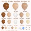 142Pcs Brown Balloons Garland Arch Kit Nude Coffee Brown Boho Blush Tan Neutral Balloons for Teddy Bear Baby Shower Neutral Woodland Wedding Jungle Safari Wild One Birthday Party Decorations view 2
