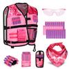 Lehoo Castle Kids Tactical Vest Kit Girls for Nerf Guns N-Strike Elite Series for Boys, with 30 Refill Darts, Dart Pouch, Tactical Mask, Protective Glasses (Pink) view 1