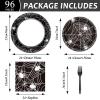 96 Pcs Halloween Party Paper Plates Napkins Supplies Set Spider Web Disposable Tableware Decorations Get Together Celebration Halloween Birthday Party Favors for 24 Guests view 2