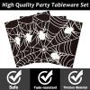 96 Pcs Halloween Party Paper Plates Napkins Supplies Set Spider Web Disposable Tableware Decorations Get Together Celebration Halloween Birthday Party Favors for 24 Guests view 3