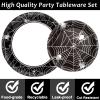 96 Pcs Halloween Party Paper Plates Napkins Supplies Set Spider Web Disposable Tableware Decorations Get Together Celebration Halloween Birthday Party Favors for 24 Guests view 4