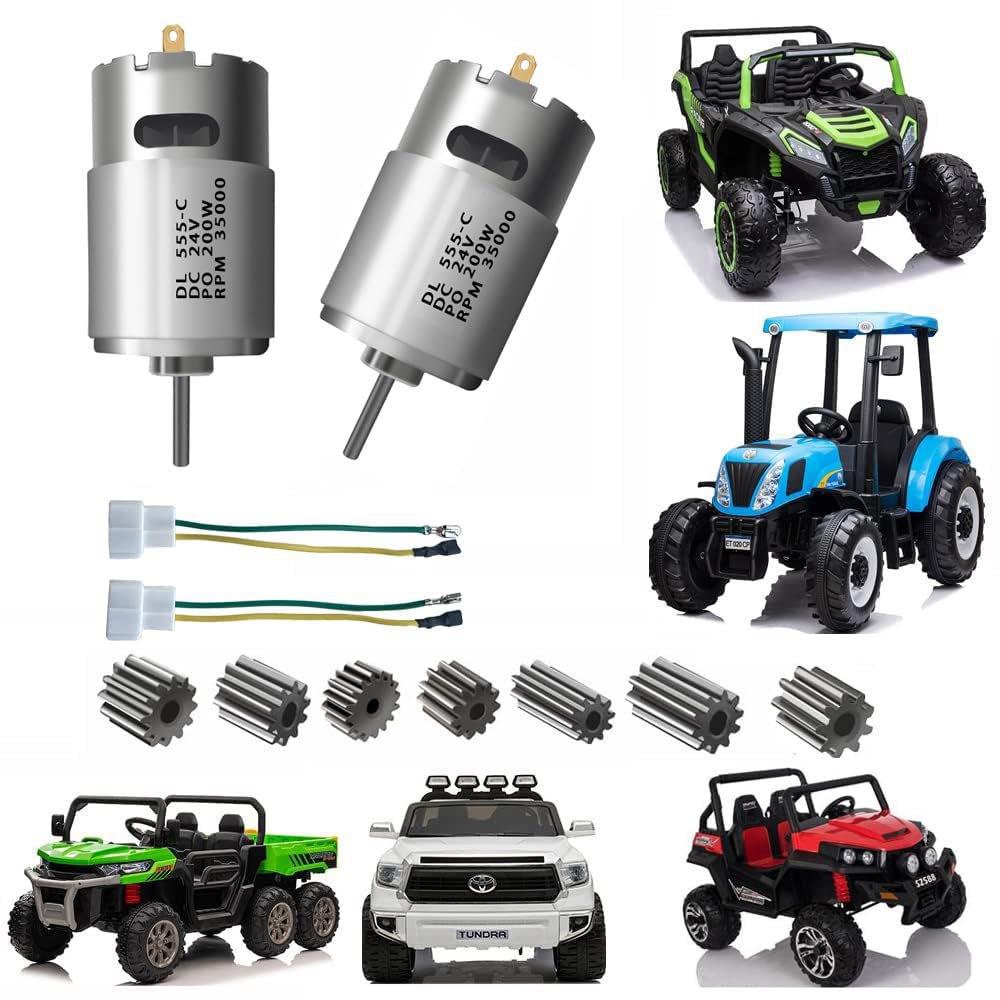 2 Pcs 24V RS555 35000RPM Electric Motor Drive Engine for Power Wheel Motor Upgrade,High Speed Motors Gearbox Accessories for Power Wheels Children Ride On Car Replacement Parts 18V