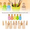 20pcs Wood Peg Dolls, Wooden Peg People Unfinished for Miniature Figures, Small People Figures view 2
