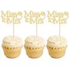 Gyufise 24Pcs Miss to Mrs Cupcake Toppers with Ring Bridal Shower Cupcake Picks Decorations for Wedding Engagement Birthday Party Cake Decorations Supplies Gold view 1