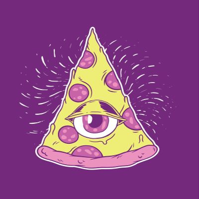 2.5 Illuminati Pizza Sticker Slice Third Eye All Seeing Knowing Conspiracy Food