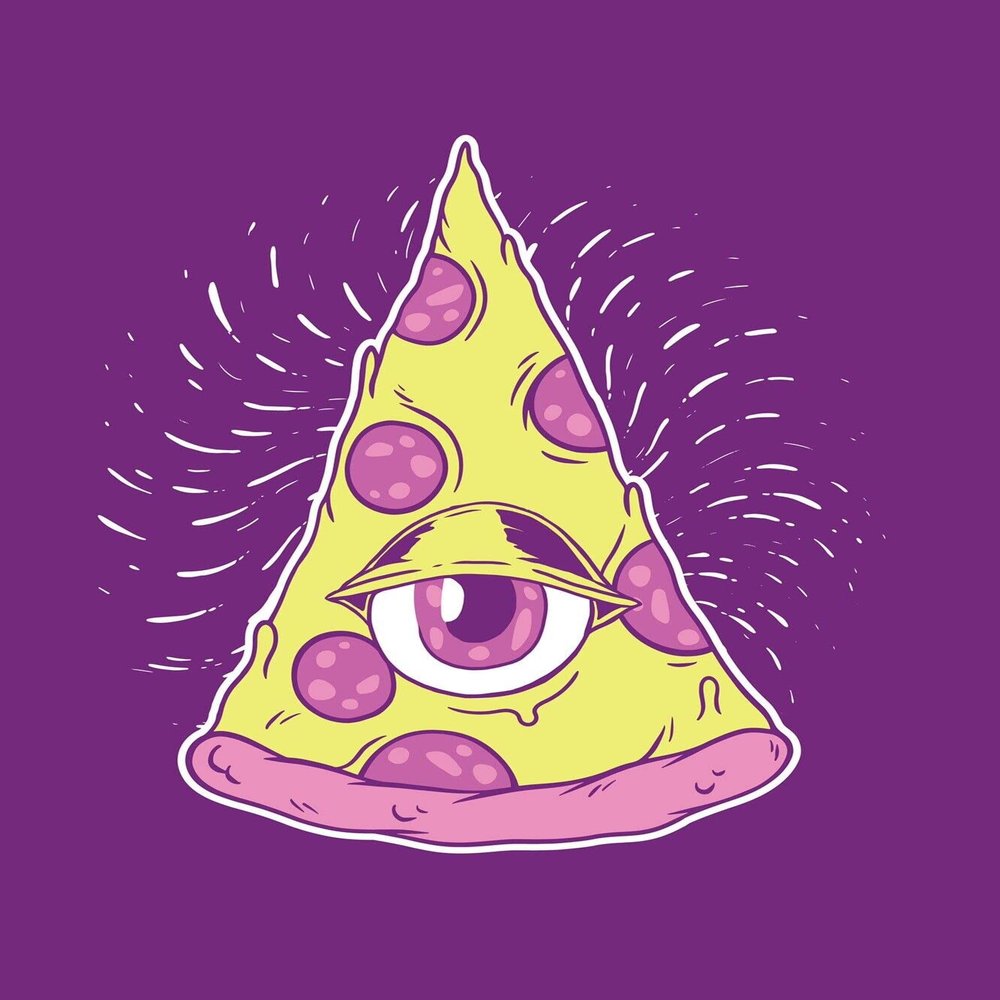 2.5 Illuminati Pizza Sticker Slice Third Eye All Seeing Knowing Conspiracy Food