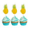 24Pcs Luau 3D Pineapple Cupcake Toppers Tropical Pineapple Leaf Aloha Cupcake Picks for Summer Hawaiian Luau Tropical Theme Baby Shower Birthday Wedding Party Cake Decorations Supplies view 1