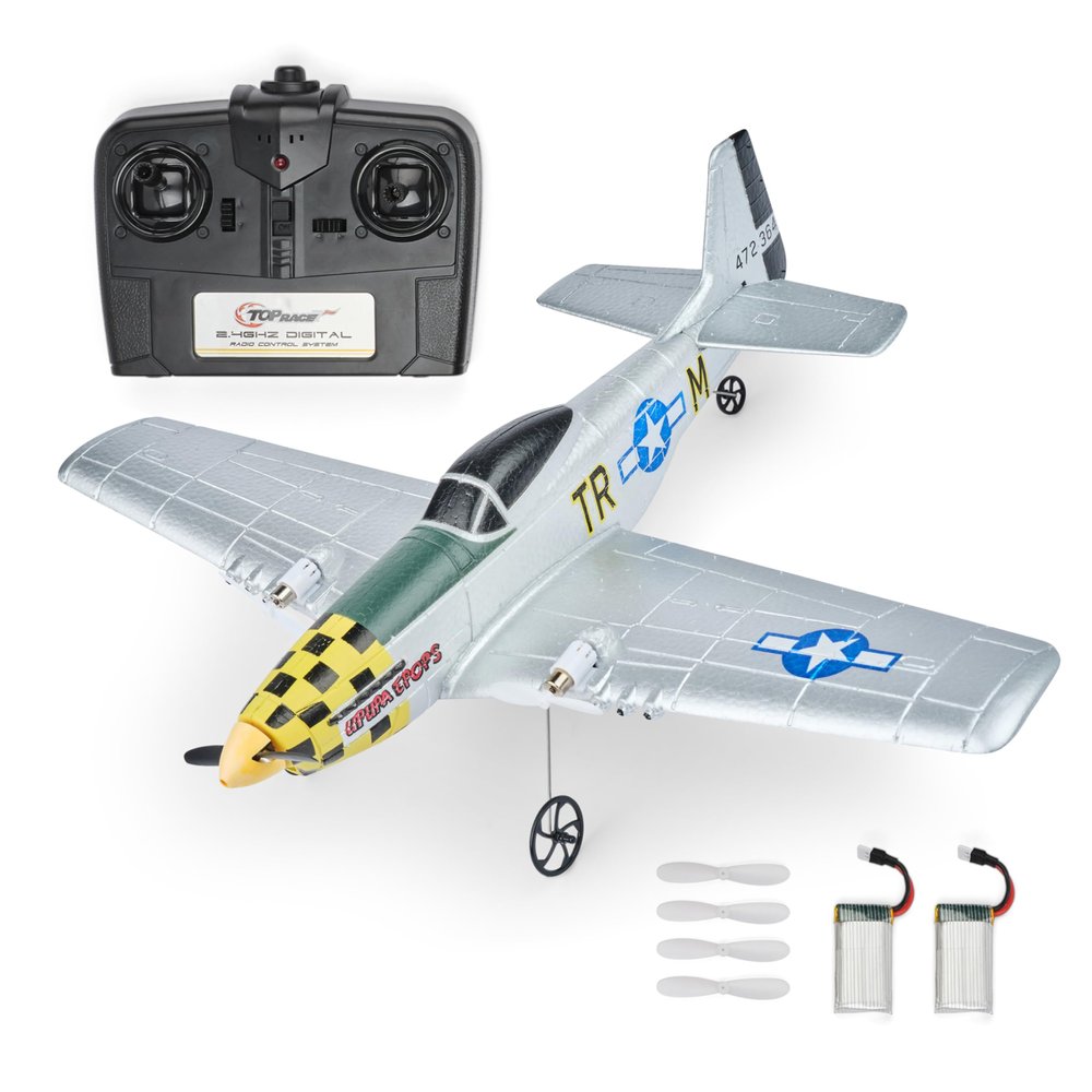 Top Race Remote Control Airplane | RC Plane 4 Channel Ready to Fly RC Planes for Adults, Advanced RC Foam Blimps for Adults, Remote Control Airplane Spitfire Shark Mouth TR-S55