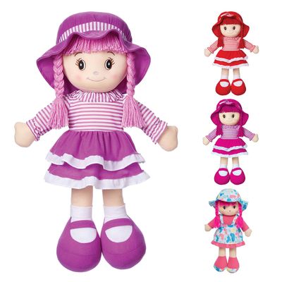 LOVE & HUG 24" Huggable Doll Soft Doll with Purple Dress and Yarn Hair