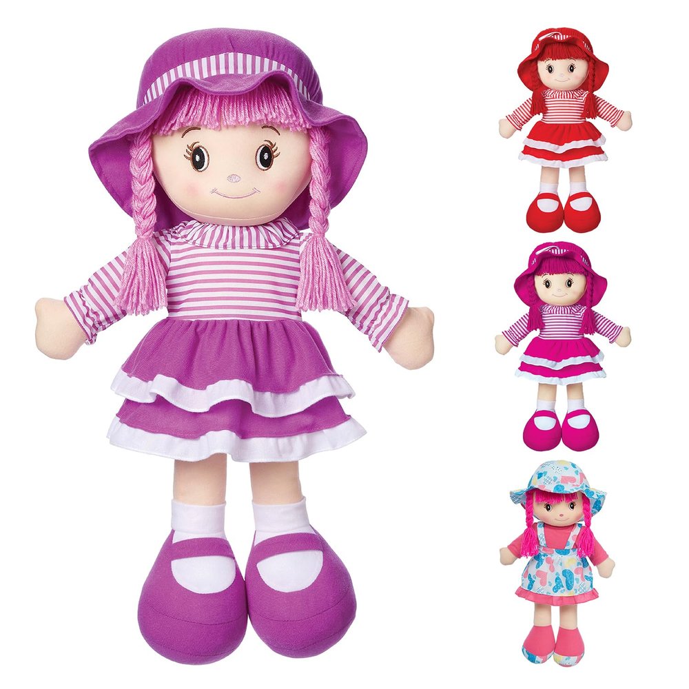 LOVE & HUG 24" Huggable Doll Soft Doll with Purple Dress and Yarn Hair