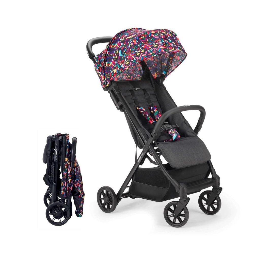 Inglesina Quid Stroller, Maya Black - Compact, Airplane Travel Stroller for Babies & Toddlers 3 Months to 50 lbs - Lightweight - Easy to Open - BPA Free