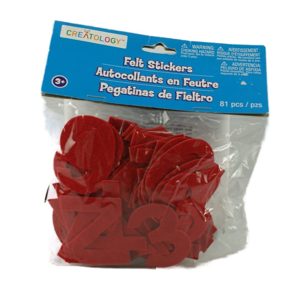 2 PK Felt Red Alphabet and Numbers Stickers