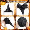 Janmercy 3 Pcs Halloween Witch Hat Witches Cosplay Accessories for Women Halloween Party Supplies, Purple, Black and Orange view 3
