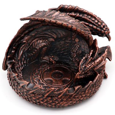 Haxtec Dragon Dice Jail Guardian DND Dice Tray Holder Compatible with Dungeons and Dragons Accessories Novelty DM RPG Gift Dragon Statue Decor(Antique Copper)