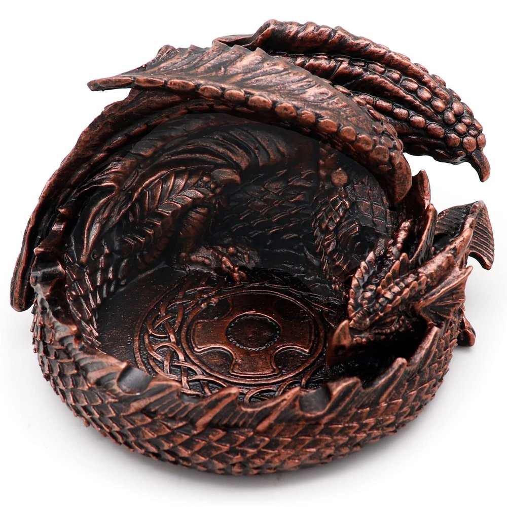 Haxtec Dragon Dice Jail Guardian DND Dice Tray Holder Compatible with Dungeons and Dragons Accessories Novelty DM RPG Gift Dragon Statue Decor(Antique Copper)