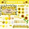 Sunflower Birthday Party Decoration Pack 111 Pcs Baby Shower Party Supplies Wedding Decor include Backdrop Tablecloth Artificial Sunflower Garland Cake Topper Balloon Garland Arch Tissue Paper Flower view 3