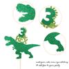 1 Pack Dinosaur 3rd Rex Happy Birthday Cake Topper Glitter T-Rex Third Cake Pick Baby Shower 3rd Birthday Dinosaur Theme Party Cake Decorations Supplies Green view 3