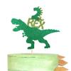 1 Pack Dinosaur 2nd Rex Happy Birthday Cake Topper Glitter Second Cake Pick Baby Shower 2nd Birthday Dinosaur Theme Party Cake Decorations Supplies Green view 1