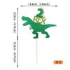 1 Pack Dinosaur 2nd Rex Happy Birthday Cake Topper Glitter Second Cake Pick Baby Shower 2nd Birthday Dinosaur Theme Party Cake Decorations Supplies Green view 2