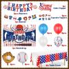 Baseball Party Decorations, Baseball Birthday Party Supplies Kit, Include Sport Themed Backdrop, Happy Birthday Banners, Tabelcloth, Baseball Balloons, Cake&Cupcake Toppers view 2