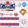 Baseball Party Decorations, Baseball Birthday Party Supplies Kit, Include Sport Themed Backdrop, Happy Birthday Banners, Tabelcloth, Baseball Balloons, Cake&Cupcake Toppers view 3