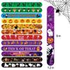 SUNPROUND Halloween Slap Bracelet,100Pcs Slap Bracelet Wristbands with Spider Pumpkin Ghost Zombie Bat Witches Design Snap Bracelet for Kids Party Favors Toys Prizes Goodie Bags Fillers view 3
