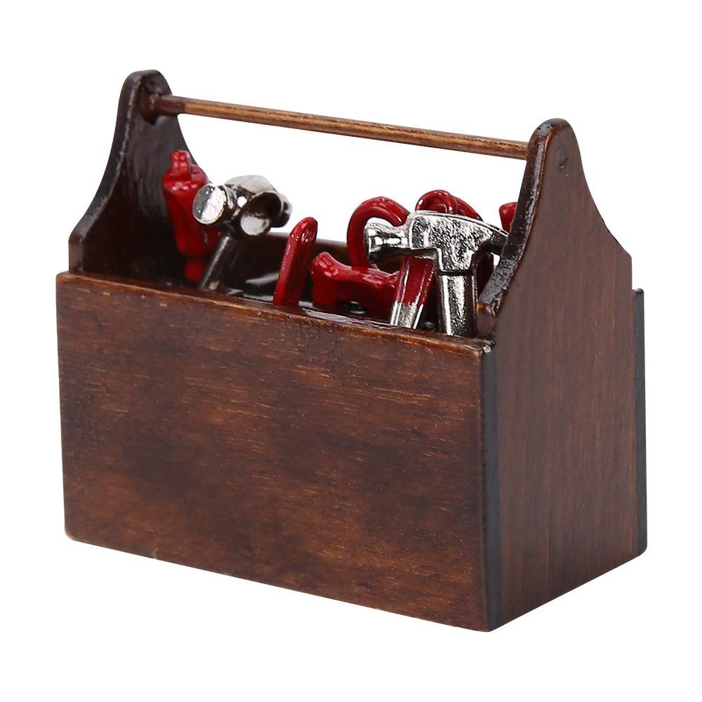 Doll House Toolbox Dollhouse Decoration Accessories, 1:12 Dollhouse Miniature Scene Model Work Tools Set