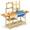 HONEY JOY Kids Mud Kitchen Playset, Indoor Outdoor Wooden Pretend Play Toy Kitchen with Removable Sink, Simulated Faucet, Mud Kitchen for Kids Outdoor, Gift for Boys Girls 3+ view 1
