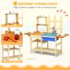 HONEY JOY Kids Mud Kitchen Playset, Indoor Outdoor Wooden Pretend Play Toy Kitchen with Removable Sink, Simulated Faucet, Mud Kitchen for Kids Outdoor, Gift for Boys Girls 3+ view 3
