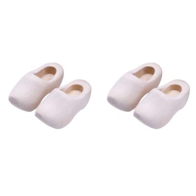 COHEALI Miniature Wooden Shoes - 4pcs Blank Mini House Decor Doll Shoes for Mini House Decor