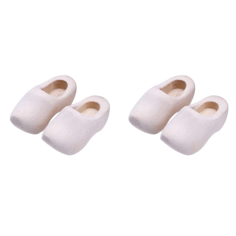 COHEALI Miniature Wooden Shoes - 4pcs Blank Mini House Decor Doll Shoes for Mini House Decor