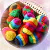 Yunsailing 48 Pieces Knit Sack Balls for Kids Knitted Kickball Soft Juggling Balls Multicolored Crochet Geometric Pattern Foot Bag Kick Sack for Kids Boys and Girls, Random Color view 3