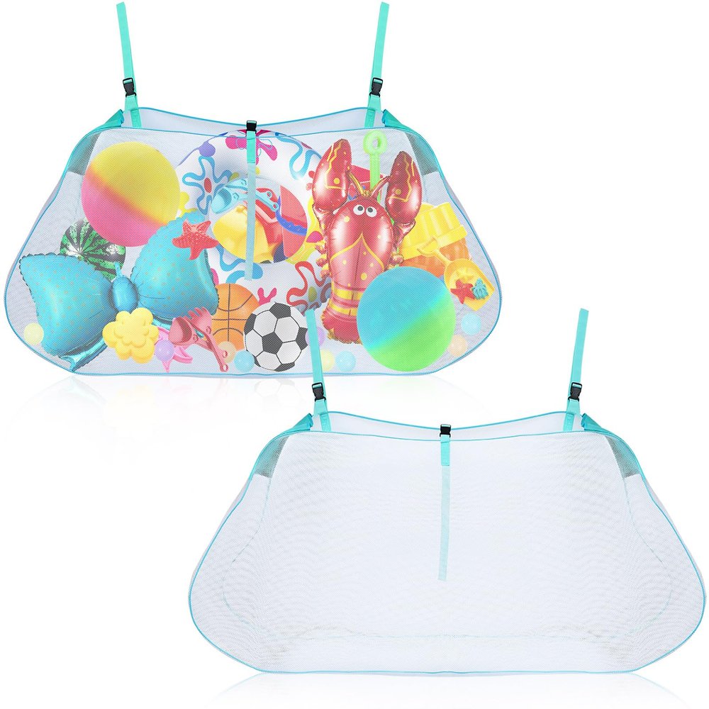 2 Pcs Pool Storage Bag 57  30 Inch Pool Storage Swimming Bag Large Hanging Net Swimming Accessories Organizer for Inflatables, Floats, Football, Basketballs, Garage Supplies