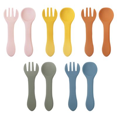 10 Pcs Silicone Baby Spoons and Forks, Chewable Utensils for Self-Feeding, Kids Utensils for Over 6 Months Babies