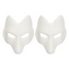 TOYANDONA Fox Masks, 2pcs White Paintable Masks Blank DIY Animal Dress Up for Masquerade Halloween Cosplay Costume view 1