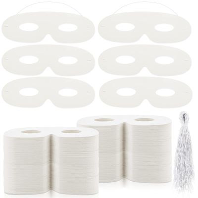 Vinsot 180 Pack Blank White Paper Masquerade Eye Masks Bulk with Elastic Ropes Pre-punched DIY Decorating Masks for Cosplay Carnival & Mardi Gras Parties, Costume Accessory, Photo Booth Props
