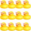 Chivao 12 Pcs Rubber Ducks with 12 Sunglasses/ Hats/ Headwear Small Mini Carnival Cruise Birthday Rubber Duckies Bathtub Toys in Bulk(Duck with Heart Glasses,Yellow) view 1