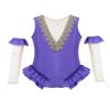 Agoky Kids Girls Halloween Circus Ringmaster Ruffle Leotard with Gloves Dress Up Trapeze Cosplay Costume Outfits Lavender 14 Years view 1