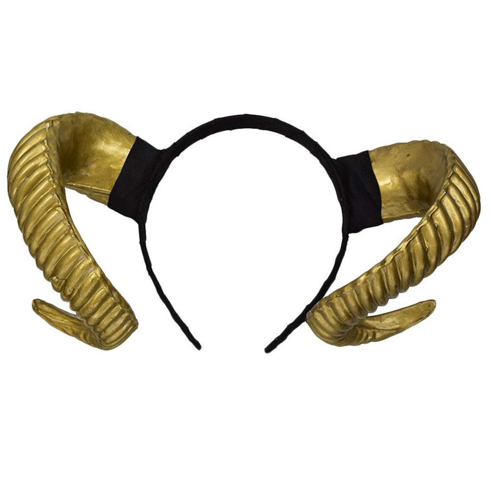 TOYANDONA Halloween Horn Headband, Gold Sheep Horns Headband Goat Devil Demon Horns Headband for Halloween Costume Cosplay Photo Props