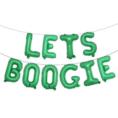 16 inch Lets Boogie Balloons Banner 1980s for 70's 80's Disco Themed Party Decoration Birthday Party Supply Ballon (Lets Boogie Green)