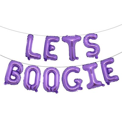 16 inch Lets Boogie Balloons Banner 1980s for 70's 80's Disco Themed Party Decoration Birthday Party Supply Ballon (Lets Boogie Purple)