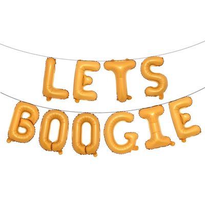 16 inch Lets Boogie Balloons Banner 1980s for 70's 80's Disco Themed Party Decoration Birthday Party Supply Ballon (Lets Boogie Orange)
