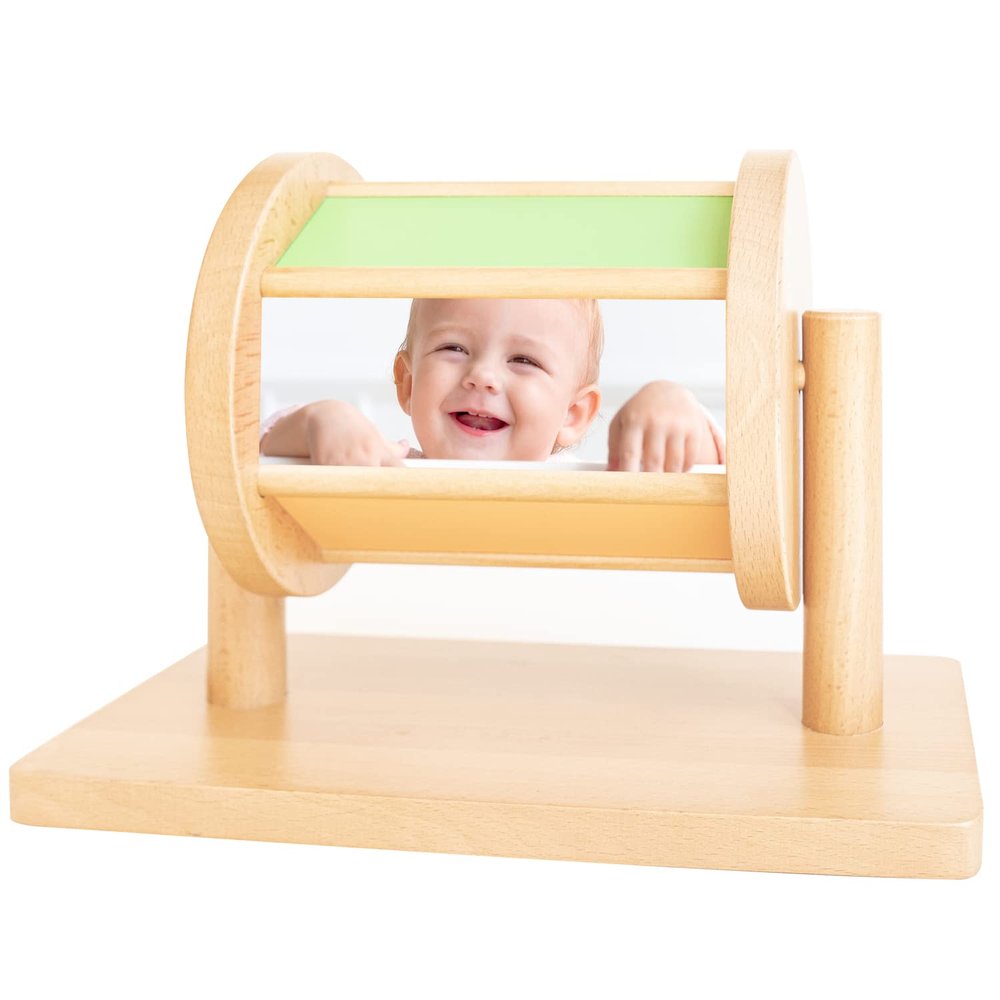 Spinning Drum Montessori Infant Toy - Rainbow Spin Wheel - Spinning Toys for Babies - Baby Montessori Toys Up to 1 Year Old Infant