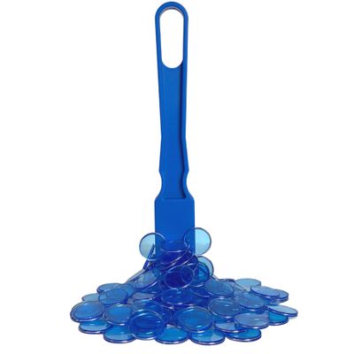 MR CHIPS Made in USA Magnetic Wand Plus 100 Bingo Chips Blue