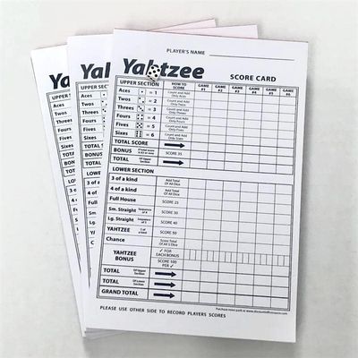 Yatzee Dice Game Single-Sided Score Cards (3 Pads of 100 Sheets)