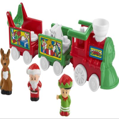 Fisher-Price Little People Toddler Toy Musical Christmas Train with Santa Elf & Reindeer Figures for Pretend Play Kids Ages 1+ Years