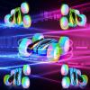 FunsLane 2 Pack Remote Control Car Toys for Kids, RC Stunt Cars with Wheel Lights, 2.4GHz Drift High Speed 4WD Off Road Double Sided 360 Rotating Cars, for Boys Girls view 2