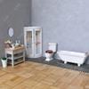 iLAND Dollhouse Furniture and Accessories 1/12 Scale of Dollhouse Bathroom Set incl Ceramic Dollhouse Toilet & Bathtub & Wooden Bathroom Cabinet with Sink (Modern 7pcs) view 2
