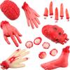 Cotiny 16 Pack Halloween Body Parts Props Fake Broken Hand Feet Heart Eye Prop for Halloween Prank Props Haunted House Decorations view 1